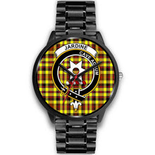 Load image into Gallery viewer, Jardine Clans ,Black Metal Link watch, leather steel watch, tartan watch, tartan watches, clan watch, scotland watch, merry christmas, cyber Monday, halloween, black Friday