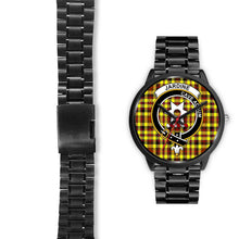 Load image into Gallery viewer, Jardine Clans ,Black Leather watch, leather steel watch, tartan watch, tartan watches, clan watch, scotland watch, merry christmas, cyber Monday, halloween, black Friday