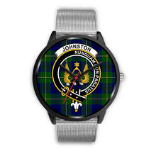 Load image into Gallery viewer, Johnstone Clans ,Rose Gold Metal Link watch, leather steel watch, tartan watch, tartan watches, clan watch, scotland watch, merry christmas, cyber Monday, halloween, black Friday