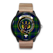 Load image into Gallery viewer, Johnstone Clans ,Brown Leather watch, leather steel watch, tartan watch, tartan watches, clan watch, scotland watch, merry christmas, cyber Monday, halloween, black Friday