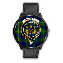 Load image into Gallery viewer, Johnstone Clans ,Black Metal Mesh watch, leather steel watch, tartan watch, tartan watches, clan watch, scotland watch, merry christmas, cyber Monday, halloween, black Friday