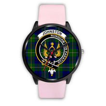 Load image into Gallery viewer, Johnstone Clans ,Silver Metal Link watch, leather steel watch, tartan watch, tartan watches, clan watch, scotland watch, merry christmas, cyber Monday, halloween, black Friday