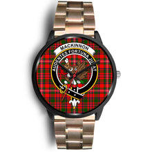 Load image into Gallery viewer, MacKinnon Modern Clans ,Black Leather watch, leather steel watch, tartan watch, tartan watches, clan watch, scotland watch, merry christmas, cyber Monday, halloween, black Friday