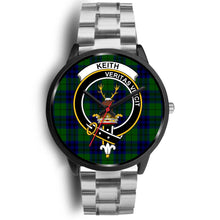 Load image into Gallery viewer, Keith Modern Clans ,Black Metal Link watch, leather steel watch, tartan watch, tartan watches, clan watch, scotland watch, merry christmas, cyber Monday, halloween, black Friday