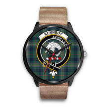 Load image into Gallery viewer, Kennedy Modern Clans ,Brown Leather watch, leather steel watch, tartan watch, tartan watches, clan watch, scotland watch, merry christmas, cyber Monday, halloween, black Friday