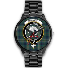 Load image into Gallery viewer, Kennedy Modern Clans ,Black Metal Link watch, leather steel watch, tartan watch, tartan watches, clan watch, scotland watch, merry christmas, cyber Monday, halloween, black Friday