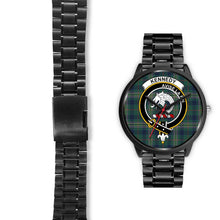 Load image into Gallery viewer, Kennedy Modern Clans ,Black Leather watch, leather steel watch, tartan watch, tartan watches, clan watch, scotland watch, merry christmas, cyber Monday, halloween, black Friday