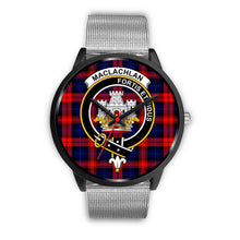 Load image into Gallery viewer, MacLachlan Modern Clans ,Rose Gold Metal Link watch, leather steel watch, tartan watch, tartan watches, clan watch, scotland watch, merry christmas, cyber Monday, halloween, black Friday