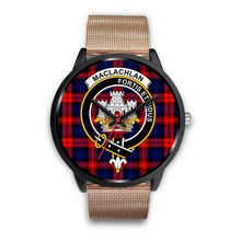 Load image into Gallery viewer, MacLachlan Modern Clans ,Brown Leather watch, leather steel watch, tartan watch, tartan watches, clan watch, scotland watch, merry christmas, cyber Monday, halloween, black Friday