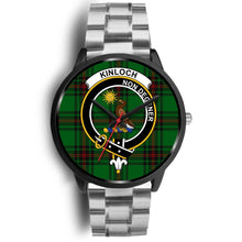 Load image into Gallery viewer, Kinloch Clans ,Black Metal Link watch, leather steel watch, tartan watch, tartan watches, clan watch, scotland watch, merry christmas, cyber Monday, halloween, black Friday