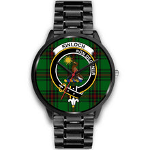 Load image into Gallery viewer, Kinloch Clans ,Black Metal Link watch, leather steel watch, tartan watch, tartan watches, clan watch, scotland watch, merry christmas, cyber Monday, halloween, black Friday