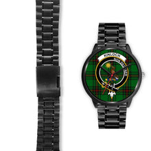 Load image into Gallery viewer, Kinloch Clans ,Black Leather watch, leather steel watch, tartan watch, tartan watches, clan watch, scotland watch, merry christmas, cyber Monday, halloween, black Friday