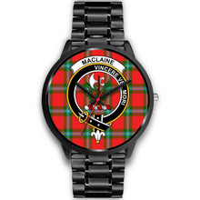 Load image into Gallery viewer, MacLaine Of Loch Buie Clans ,Black Metal Link watch, leather steel watch, tartan watch, tartan watches, clan watch, scotland watch, merry christmas, cyber Monday, halloween, black Friday