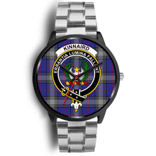 Load image into Gallery viewer, Kinnaird Clans ,Black Metal Link watch, leather steel watch, tartan watch, tartan watches, clan watch, scotland watch, merry christmas, cyber Monday, halloween, black Friday