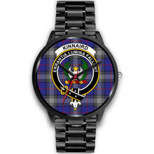 Load image into Gallery viewer, Kinnaird Clans ,Black Metal Link watch, leather steel watch, tartan watch, tartan watches, clan watch, scotland watch, merry christmas, cyber Monday, halloween, black Friday