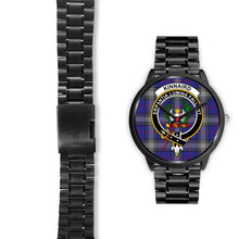Load image into Gallery viewer, Kinnaird Clans ,Black Leather watch, leather steel watch, tartan watch, tartan watches, clan watch, scotland watch, merry christmas, cyber Monday, halloween, black Friday