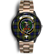 Load image into Gallery viewer, MacLaren Modern Clans ,Black Leather watch, leather steel watch, tartan watch, tartan watches, clan watch, scotland watch, merry christmas, cyber Monday, halloween, black Friday