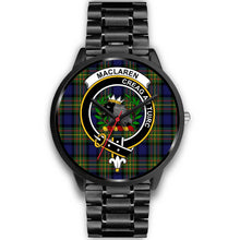 Load image into Gallery viewer, MacLaren Modern Clans ,Black Metal Link watch, leather steel watch, tartan watch, tartan watches, clan watch, scotland watch, merry christmas, cyber Monday, halloween, black Friday