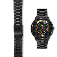 Load image into Gallery viewer, MacLaren Modern Clans ,Black Leather watch, leather steel watch, tartan watch, tartan watches, clan watch, scotland watch, merry christmas, cyber Monday, halloween, black Friday