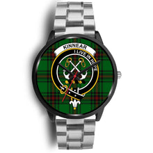 Load image into Gallery viewer, Kinnear Clans ,Black Metal Link watch, leather steel watch, tartan watch, tartan watches, clan watch, scotland watch, merry christmas, cyber Monday, halloween, black Friday