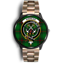 Load image into Gallery viewer, Kinnear Clans ,Black Leather watch, leather steel watch, tartan watch, tartan watches, clan watch, scotland watch, merry christmas, cyber Monday, halloween, black Friday