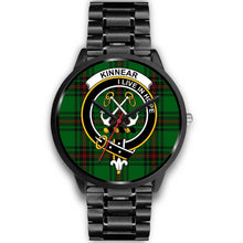 Load image into Gallery viewer, Kinnear Clans ,Black Metal Link watch, leather steel watch, tartan watch, tartan watches, clan watch, scotland watch, merry christmas, cyber Monday, halloween, black Friday