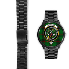 Load image into Gallery viewer, Kinnear Clans ,Black Leather watch, leather steel watch, tartan watch, tartan watches, clan watch, scotland watch, merry christmas, cyber Monday, halloween, black Friday