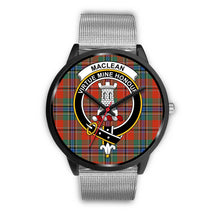 Load image into Gallery viewer, MacLean Of Duart Ancient Clans ,Rose Gold Metal Link watch, leather steel watch, tartan watch, tartan watches, clan watch, scotland watch, merry christmas, cyber Monday, halloween, black Friday