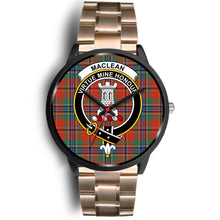 Load image into Gallery viewer, MacLean Of Duart Ancient Clans ,Black Leather watch, leather steel watch, tartan watch, tartan watches, clan watch, scotland watch, merry christmas, cyber Monday, halloween, black Friday
