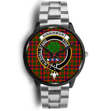 Load image into Gallery viewer, Kinninmont Clans ,Black Metal Link watch, leather steel watch, tartan watch, tartan watches, clan watch, scotland watch, merry christmas, cyber Monday, halloween, black Friday