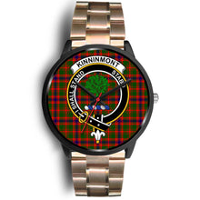 Load image into Gallery viewer, Kinninmont Clans ,Black Leather watch, leather steel watch, tartan watch, tartan watches, clan watch, scotland watch, merry christmas, cyber Monday, halloween, black Friday