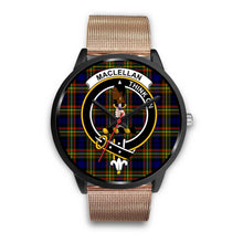 Load image into Gallery viewer, MacLellan Modern Clans ,Brown Leather watch, leather steel watch, tartan watch, tartan watches, clan watch, scotland watch, merry christmas, cyber Monday, halloween, black Friday