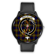 Load image into Gallery viewer, MacLellan Modern Clans ,Black Metal Mesh watch, leather steel watch, tartan watch, tartan watches, clan watch, scotland watch, merry christmas, cyber Monday, halloween, black Friday