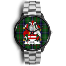 Load image into Gallery viewer, Kirby Clans ,Black Metal Link watch, leather steel watch, tartan watch, tartan watches, clan watch, scotland watch, merry christmas, cyber Monday, halloween, black Friday