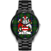 Load image into Gallery viewer, Kirby Clans ,Black Metal Link watch, leather steel watch, tartan watch, tartan watches, clan watch, scotland watch, merry christmas, cyber Monday, halloween, black Friday