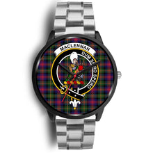 Load image into Gallery viewer, MacLennan Large Clans ,Rose Gold Metal Link watch, leather steel watch, tartan watch, tartan watches, clan watch, scotland watch, merry christmas, cyber Monday, halloween, black Friday