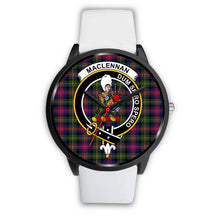 Load image into Gallery viewer, MacLennan Large Clans ,Black Metal Mesh watch, leather steel watch, tartan watch, tartan watches, clan watch, scotland watch, merry christmas, cyber Monday, halloween, black Friday