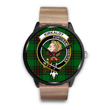 Load image into Gallery viewer, Kirkcaldy Clans ,Black Metal Link watch, leather steel watch, tartan watch, tartan watches, clan watch, scotland watch, merry christmas, cyber Monday, halloween, black Friday