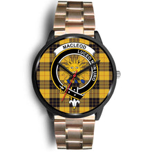 Load image into Gallery viewer, MacLeod Of Lewis Ancient Clans ,Black Leather watch, leather steel watch, tartan watch, tartan watches, clan watch, scotland watch, merry christmas, cyber Monday, halloween, black Friday