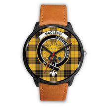 Load image into Gallery viewer, MacLeod Of Lewis Ancient Clans ,Pink Leather watch, leather steel watch, tartan watch, tartan watches, clan watch, scotland watch, merry christmas, cyber Monday, halloween, black Friday