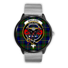 Load image into Gallery viewer, MacLeod Clans ,Rose Gold Metal Link watch, leather steel watch, tartan watch, tartan watches, clan watch, scotland watch, merry christmas, cyber Monday, halloween, black Friday