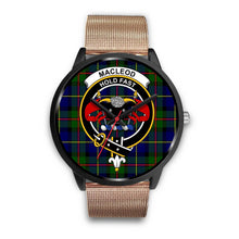 Load image into Gallery viewer, MacLeod Clans ,Brown Leather watch, leather steel watch, tartan watch, tartan watches, clan watch, scotland watch, merry christmas, cyber Monday, halloween, black Friday