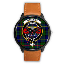 Load image into Gallery viewer, MacLeod Clans ,Pink Leather watch, leather steel watch, tartan watch, tartan watches, clan watch, scotland watch, merry christmas, cyber Monday, halloween, black Friday