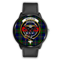 Load image into Gallery viewer, MacLeod Clans ,Black Metal Mesh watch, leather steel watch, tartan watch, tartan watches, clan watch, scotland watch, merry christmas, cyber Monday, halloween, black Friday