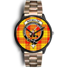 Load image into Gallery viewer, MacMillan Clans ,Black Leather watch, leather steel watch, tartan watch, tartan watches, clan watch, scotland watch, merry christmas, cyber Monday, halloween, black Friday