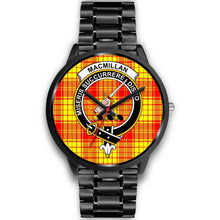Load image into Gallery viewer, MacMillan Clans ,Black Metal Link watch, leather steel watch, tartan watch, tartan watches, clan watch, scotland watch, merry christmas, cyber Monday, halloween, black Friday