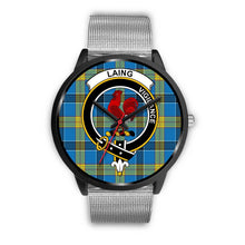 Load image into Gallery viewer, Laing Clans ,Rose Gold Metal Link watch, leather steel watch, tartan watch, tartan watches, clan watch, scotland watch, merry christmas, cyber Monday, halloween, black Friday