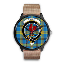 Load image into Gallery viewer, Laing Clans ,Brown Leather watch, leather steel watch, tartan watch, tartan watches, clan watch, scotland watch, merry christmas, cyber Monday, halloween, black Friday