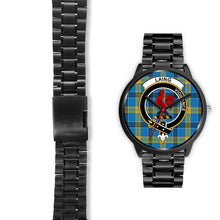 Load image into Gallery viewer, Laing Clans ,Black Leather watch, leather steel watch, tartan watch, tartan watches, clan watch, scotland watch, merry christmas, cyber Monday, halloween, black Friday