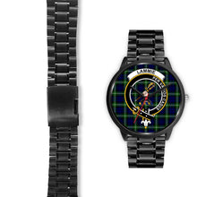 Load image into Gallery viewer, Lammie Clans ,Black Leather watch, leather steel watch, tartan watch, tartan watches, clan watch, scotland watch, merry christmas, cyber Monday, halloween, black Friday
